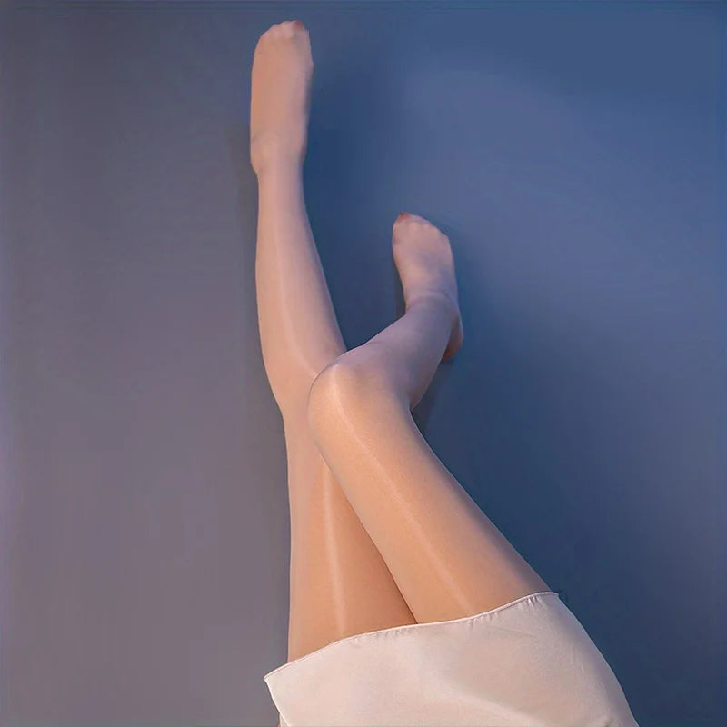 Sexy Horse Oil tight High Elastic Stockings Mask Steel Stockings Lady Satin Shiny Ultra-thin Long Socks Pantyhose