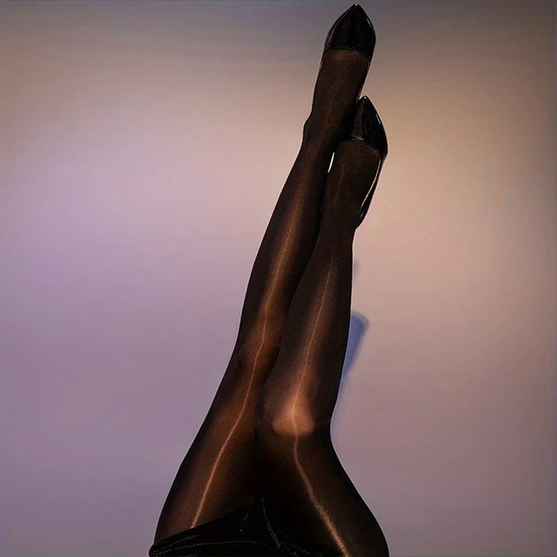 Sexy Horse Oil tight High Elastic Stockings Mask Steel Stockings Lady Satin Shiny Ultra-thin Long Socks Pantyhose
