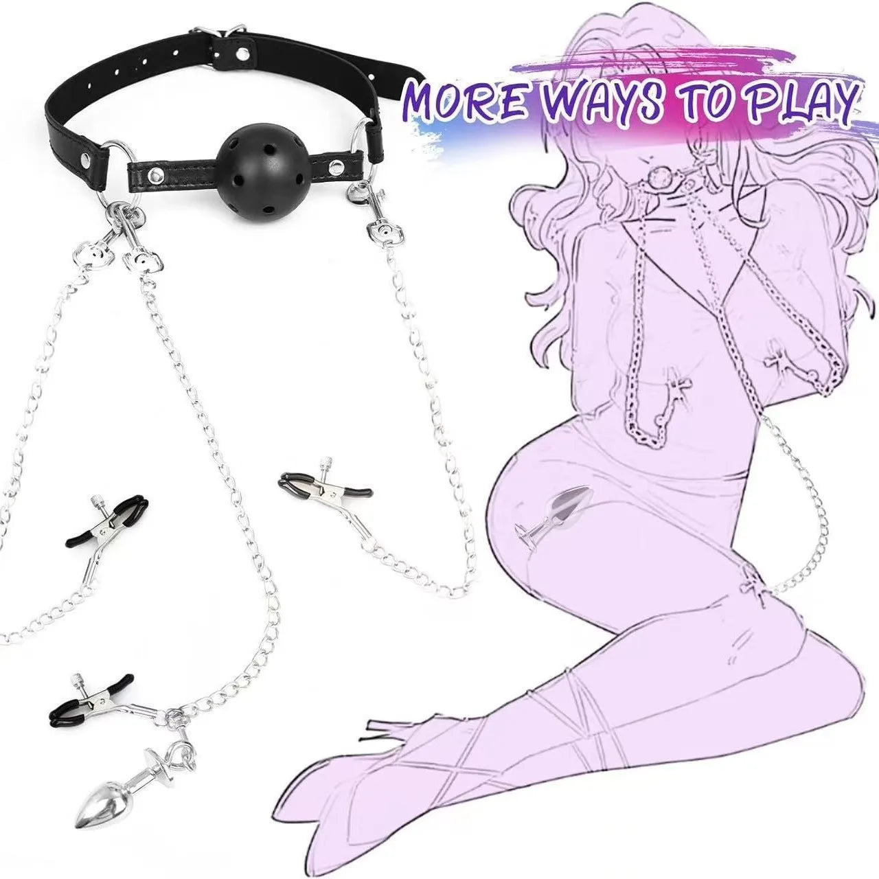 Tassel Metal Anal Plug Handcuffs Traction SM Bondage Male Female Backyard Out Adult Products Anal наручники 18 +