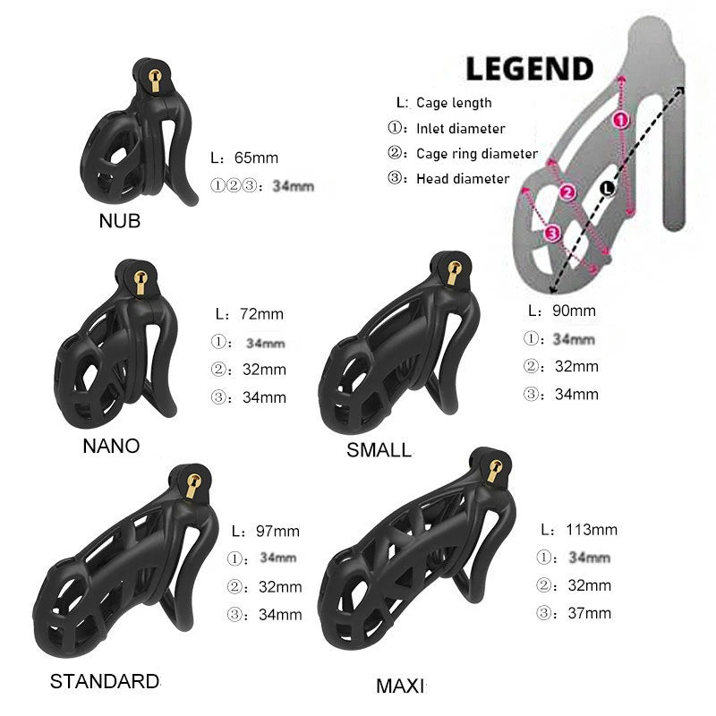 New Color Male Penis Lock Chastity Cage with Lock and 4 Rings Resin Virginity for Men Couple Breathable Cock Ring Penis Restrain