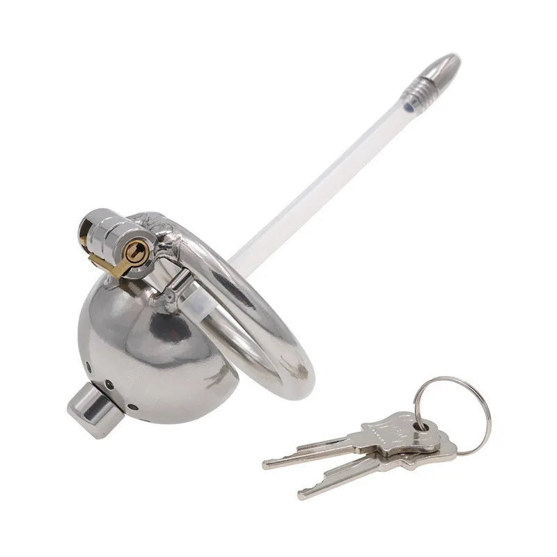 Male Stainless Steel Chastity Device Chastity Belt CB Lock Catheter Penis Ring Cock Cage Alternative Bondage Gay Erotic Sex Toys