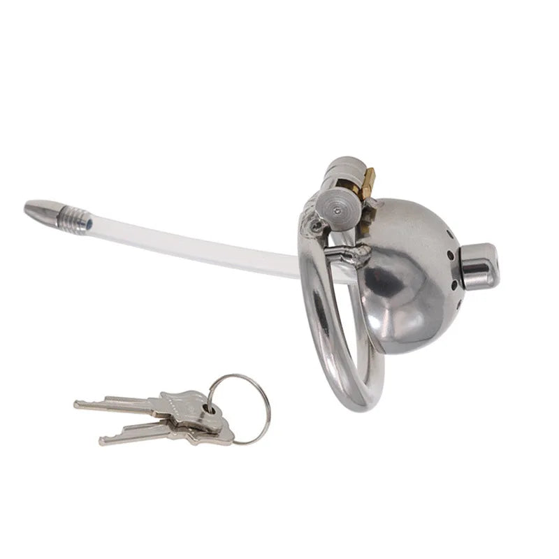 Male Stainless Steel Chastity Device Chastity Belt CB Lock Catheter Penis Ring Cock Cage Alternative Bondage Gay Erotic Sex Toys