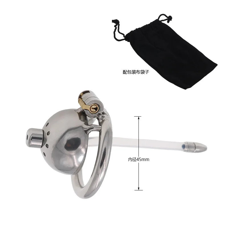 Male Stainless Steel Chastity Device Chastity Belt CB Lock Catheter Penis Ring Cock Cage Alternative Bondage Gay Erotic Sex Toys