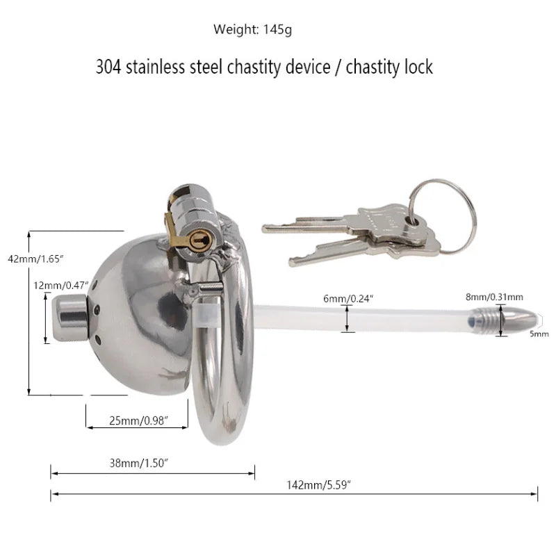 Male Stainless Steel Chastity Device Chastity Belt CB Lock Catheter Penis Ring Cock Cage Alternative Bondage Gay Erotic Sex Toys