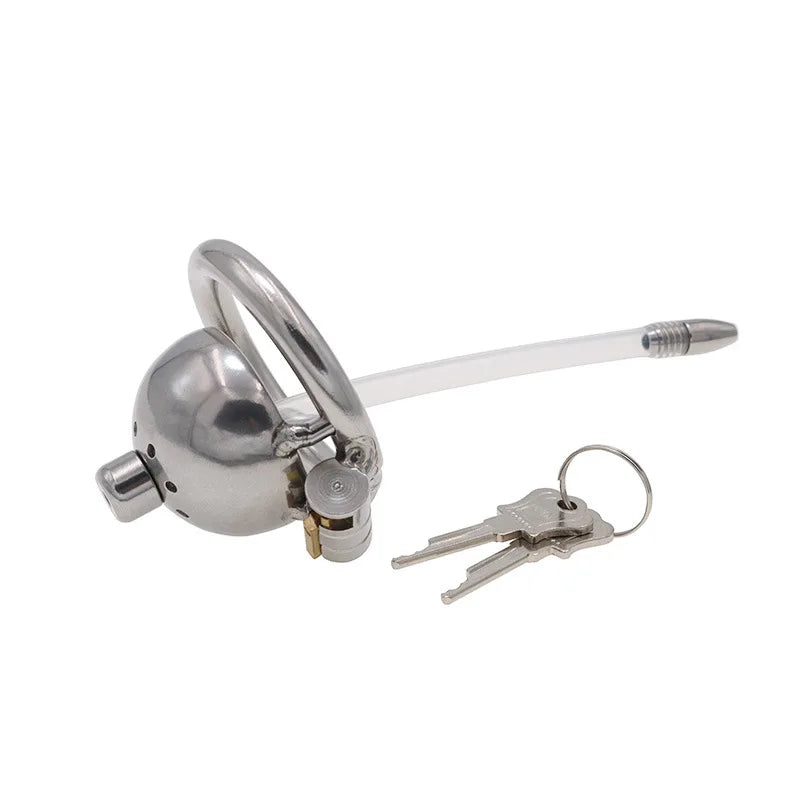 Male Stainless Steel Chastity Device Chastity Belt CB Lock Catheter Penis Ring Cock Cage Alternative Bondage Gay Erotic Sex Toys