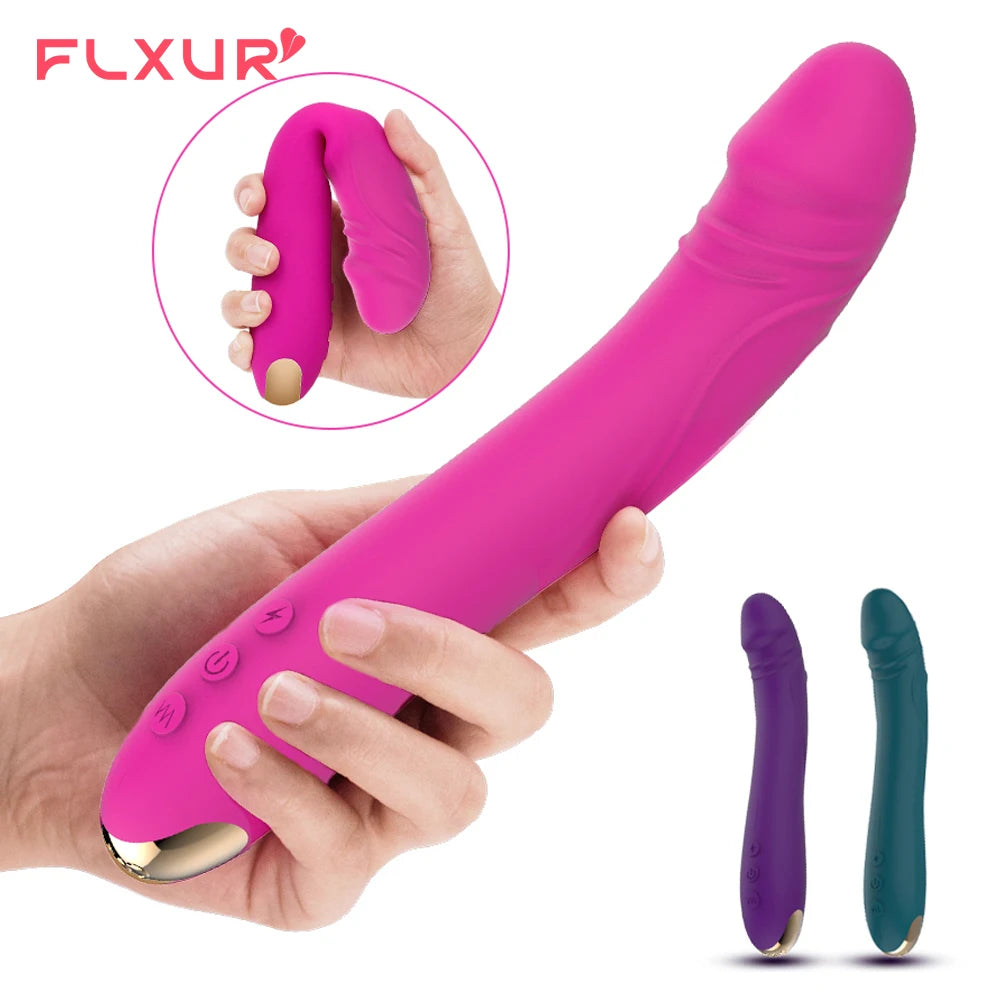 FLXUR Lengthened Dildo Vibrator for Women Vagina Clitoris Massarger Erotic Toys Soft Skin Feeling Sex Products for Adults