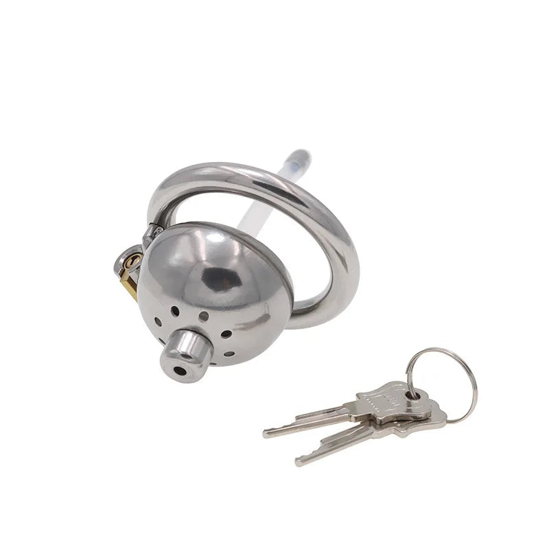 Male Stainless Steel Chastity Device Chastity Belt CB Lock Catheter Penis Ring Cock Cage Alternative Bondage Gay Erotic Sex Toys