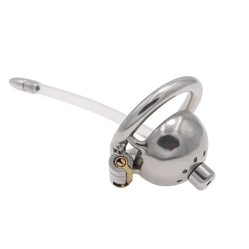 Male Stainless Steel Chastity Device Chastity Belt CB Lock Catheter Penis Ring Cock Cage Alternative Bondage Gay Erotic Sex Toys