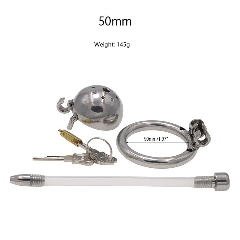 Male Stainless Steel Chastity Device Chastity Belt CB Lock Catheter Penis Ring Cock Cage Alternative Bondage Gay Erotic Sex Toys