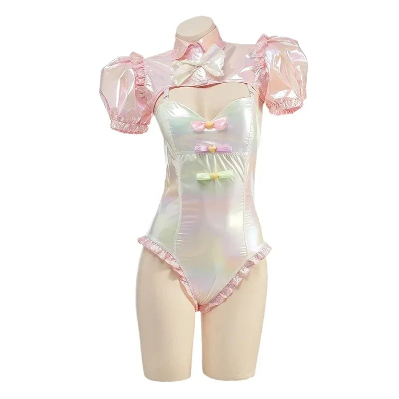 Game NEEDY GIRL OVERDOSE KAngel Cosplay Bodysuit Anime Laser Swimsuit Doujin Costumes Pink Cute Role Play Outfits Halloween Suit