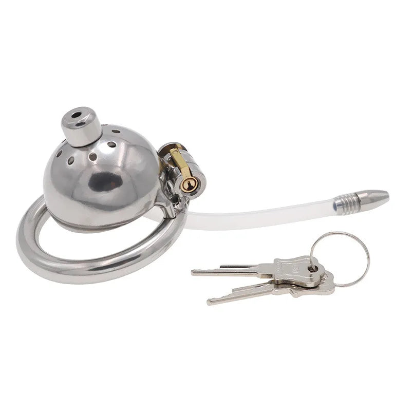Male Stainless Steel Chastity Device Chastity Belt CB Lock Catheter Penis Ring Cock Cage Alternative Bondage Gay Erotic Sex Toys